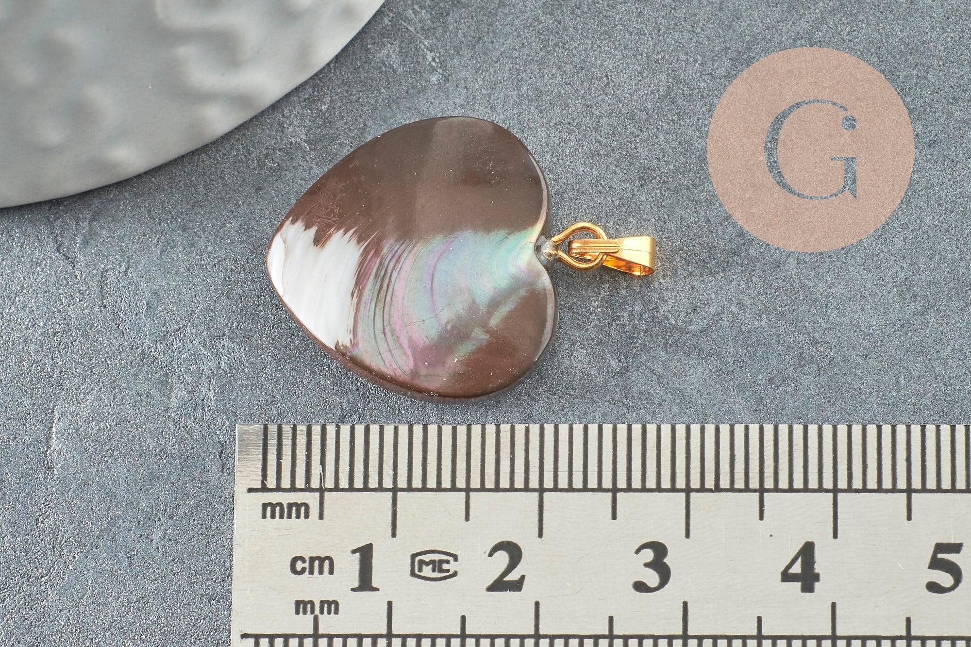 Pendentif coeur nacre noire naturelle doré,fourniture créative,pendentif coeur,coeur nacre,coquillage noir,création bijou, 20mm, x1 G2318