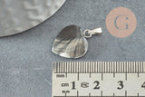 Pendentif coeur nacre noire naturelle platine 17-19mm, x1 (G3994)