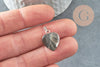 Pendentif coeur nacre noire naturelle platine 17-19mm, x1 (G3994)
