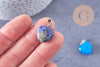 Pendentif cœur pierre naturelle laiton platine 17~19mm, x1 (G7958)