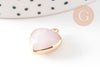 Pendentif coeur quartz rose facette fer doré 17mm,pendentif bijoux pierre naturel, x1 (G0856)