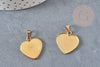 Pendentif coeur support cabochon acier inoxydable doré 21.5mm x1 (G4834)