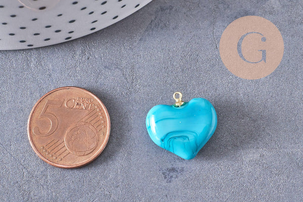 Pendentif cœur verre murano 18.5mm, x1 (G10290)