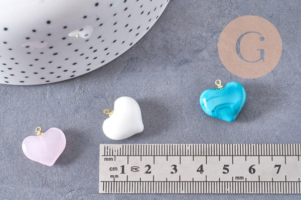 Pendentif cœur verre murano 18.5mm, x1 (G10290)