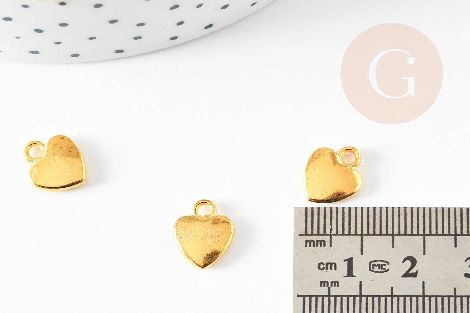 Pendentif coeur zamac doré 12mm, sans nickel, x10 (G3768)