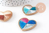 Pendentif coeur zamac doré tissé fil multicolore 26.5mm,fournitures créatives, sans nickel,perle géométrique, x1 (G5843)
