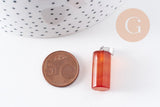 Pendentif colone agate naturelle rouge acier inoxydable platine 25mm, x1 (G10074)
