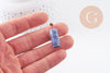 Pendentif colone jaspe bleu naturel acier inoxydable platine 25mm, x1 (G10075)