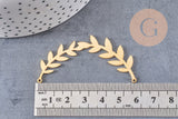 Pendentif connecteur acier doré inoxydable feuille laurier, un bijou en acier hypoallergénique sans libération de nickel,59mm x1 G4550