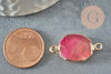 Pendentif connecteur agate naturelle teintée rose fer doré 25mm,création bijoux pierre naturelle, x1 G5707