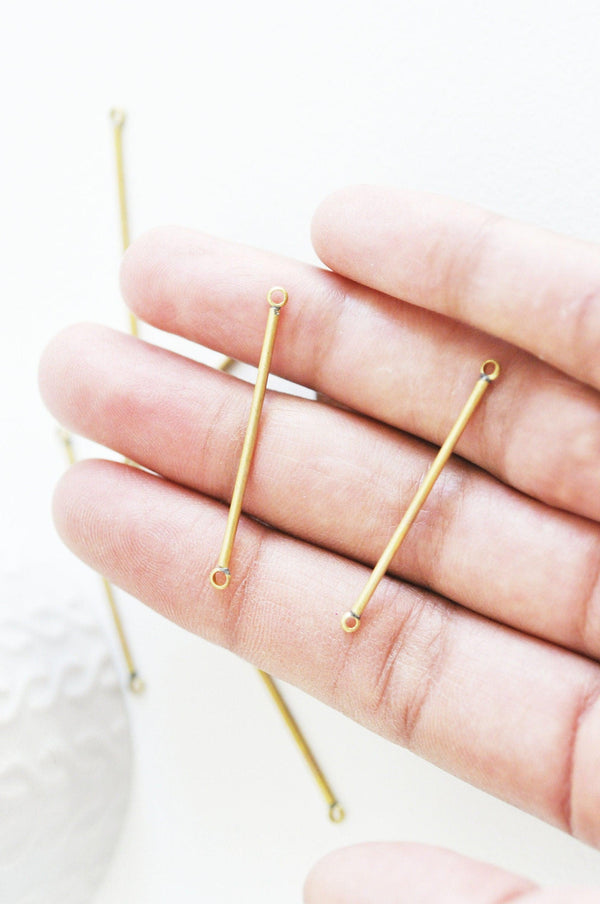 Pendentif connecteur barre ronde laiton brut sans nickel,barre laiton,pendentif barre,40mm, X10 (G4877)