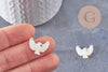 Pendentif connecteur colombe nacre blanche naturelle 18mm, x1 (G9928)
