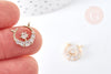 Pendentif connecteur croissant lune laiton doré zircons blancs 12mm,creation bijoux Lune, x1 (G8437)