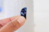 Pendentif connecteur demi-cercle bleu nuit, perle acétate,connecteur plastique , 2.3cm, x2 ou x10, G0458