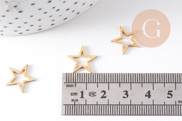 Pendentif connecteur étoile acier 201 inoxydable doré 13mm, x5 (G10512)