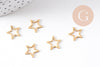 Pendentif connecteur étoile acier 304 inoxydable doré 12mm, x5 (G10511)