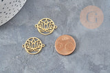 Pendentif connecteur fleur de lotus acier 201 inoxydable doré 17.5mm, création bijoux acier, x1 (G6025)