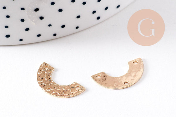 Pendentif connecteur forme U texturé laiton doré 24K 9.5mm, x2 (G10502)