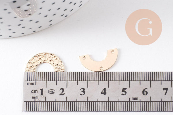 Pendentif connecteur forme U texturé laiton doré 24K 9.5mm, x2 (G10502)