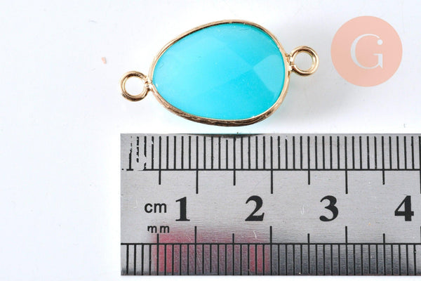 Pendentif connecteur jade bleu turquoise,creation bijou,pendentif bijou pierre,jade bleu, pierre naturelle,jade naturel,27.5mm, x1 G1337