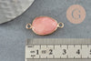 Pendentif connecteur jade naturel teinté rose laiton doré 27.5mm, x1 (G6407)
