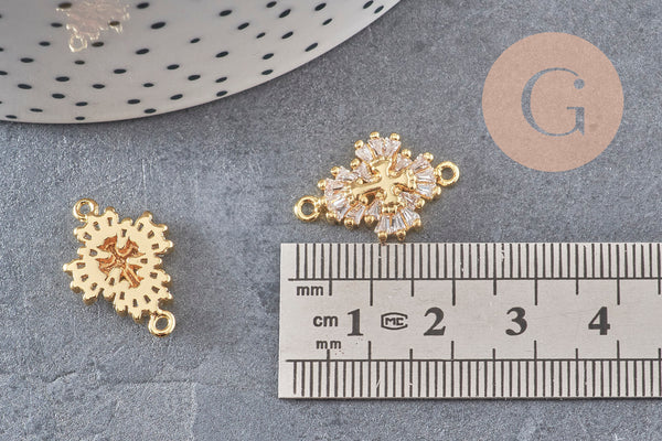 Pendentif connecteur laiton doré 18k cristal 20mm,sans nickel,cadeau anniversaire pendentif religieux, x1 (G6354)