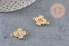 Pendentif connecteur laiton doré 18k cristal 20mm,sans nickel,cadeau anniversaire pendentif religieux, x1 (G6354)