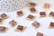 Pendentif connecteur losange quartz fraise naturel fer doré 22mm, x1 (G5589)