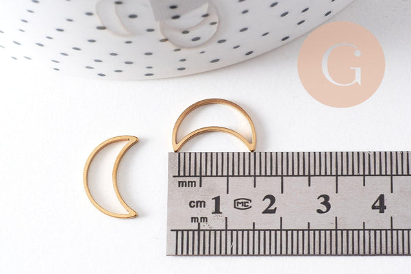 Pendentif connecteur lune acier 201 inoxydable doré 15.5mm, x5 (G10513)