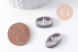 Pendentif connecteur maille marine acier 304 inoxydable platine 17.5mm, x1 (G10375)