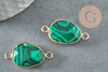 Pendentif connecteur malachite de synthèse laiton doré 27.5mm,creation pendentif bijoux,bracelet pierre de synthèse, x1 G5923