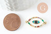 Pendentif connecteur oeil cristal zircon coloré,pendentif en laiton doré porte-bonheur contre mauvais oeil ,x 1 (G6395)