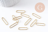 Pendentif connecteur ovale acier 304 inoxydable doré IP 18K texturé 20mm, x2 (G10374)