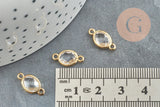 Pendentif connecteur ovale laiton doré Cristal transparent 15mm, x2 (G4095)