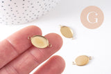 Pendentif connecteur ovale support cabochon 14x10mm acier 304 inoxydable IP, x2 (G10292)