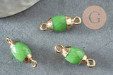 Pendentif connecteur ovale verre vert fer doré 21mm ,création bijou cristal et or x1 G4030