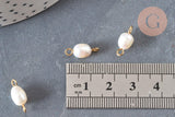 Pendentif connecteur perle naturelle laiton doré 18K 14.5-15mm, x1 (G6964)