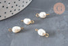 Pendentif connecteur perle naturelle laiton doré 18K 14.5-15mm, x1 (G6964)