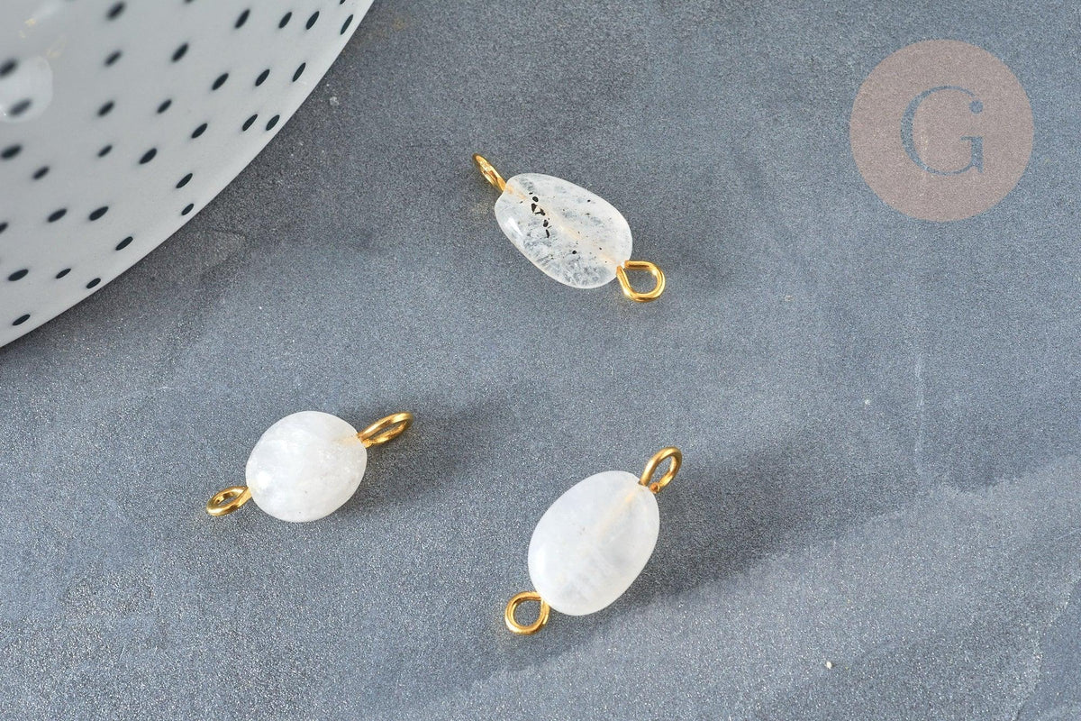 Pendentif connecteur pierre de lune naturelle blanche nuggets 14-18 mm, pendentif bijoux pierre, x1 G7355