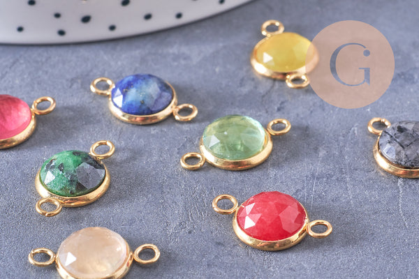 Pendentif connecteur pierres acier inoxydable doré 19mm x1 (G7286)