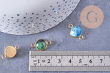 Pendentif connecteur pierres acier inoxydable doré 19mm x1 (G7286)