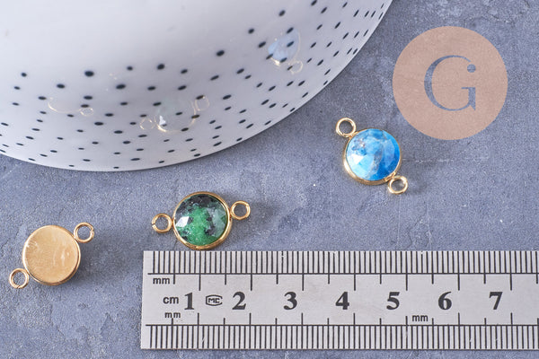 Pendentif connecteur pierres acier inoxydable doré 19mm x1 (G7286)