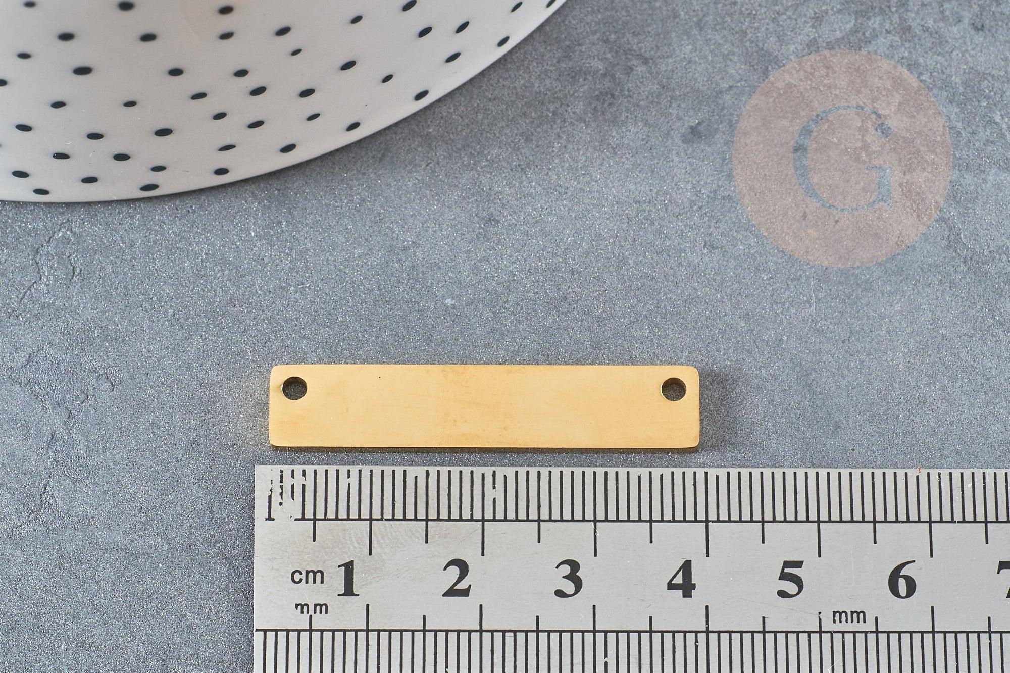 Pendentif connecteur rectangle acier doré 39mm, x1 (G4554)