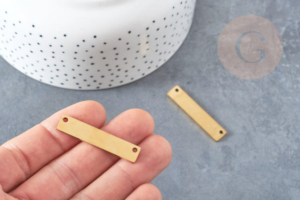 Pendentif connecteur rectangle acier doré 9mm, x1 (G4554)