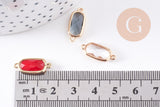 Pendentif connecteur rectangle doré cristal laiton doré 19mm, x1 (G6587)