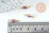 Pendentif connecteur rectangle verre facetté violet bleu irisé laiton doré 15.5mm, x5 (G10730)