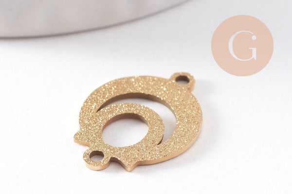 Pendentif connecteur rond en acier 201 inoxydable doré 19mm, x2 (G10380)
