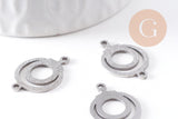 Pendentif connecteur rond en acier 201 inoxydable platine 19mm, x2 (G10379)