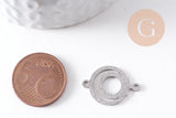 Pendentif connecteur rond en acier 201 inoxydable platine 19mm, x2 (G10379)