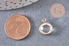 Pendentif connecteur rond laiton brut Cristal transparent,création bijou cristal et or,15mm, x1 G4408